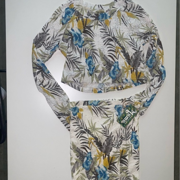 SHOW ME YOUR MUMU CHER TROPICAL FLORAL LONG SLEEVE LACE TOP & LACE MINISKIRT SET - Picture 10 of 11